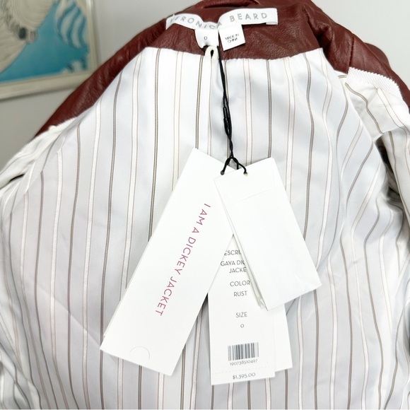 VERONICA BEARD Gaya Leather Dickey Blazer Jacket | 0 Rust $1395 New with Tags - Picture 13 of 16